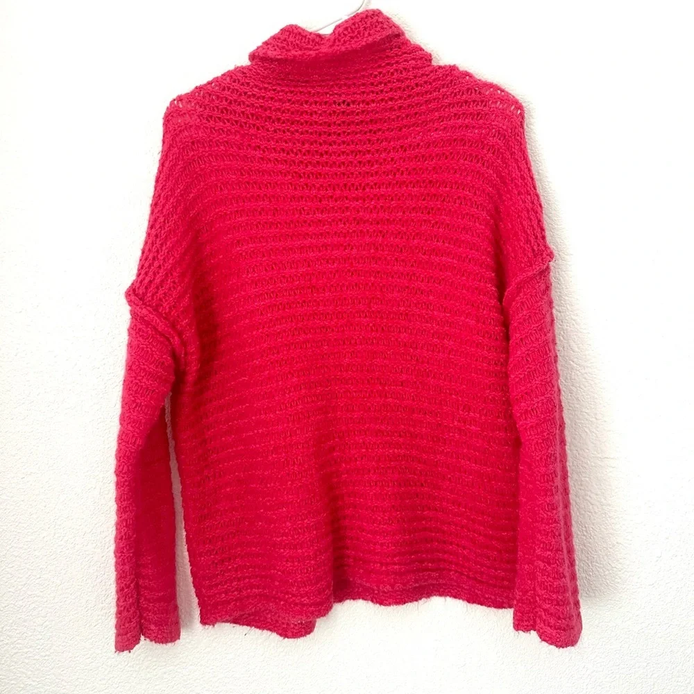 Aerie Turtleneck Loose Fit Sweater Women’s S Neon Pink Knit Pullover
